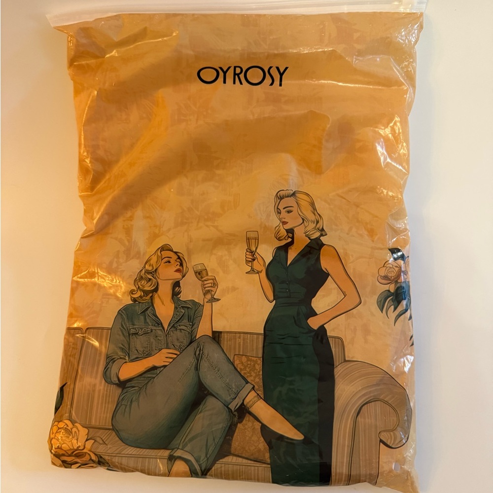 Oyrosy Vintage Slim Pink Denim Lapel Sleeveless Zipper Ruffle Mini Dress NWT - Picture 15 of 15